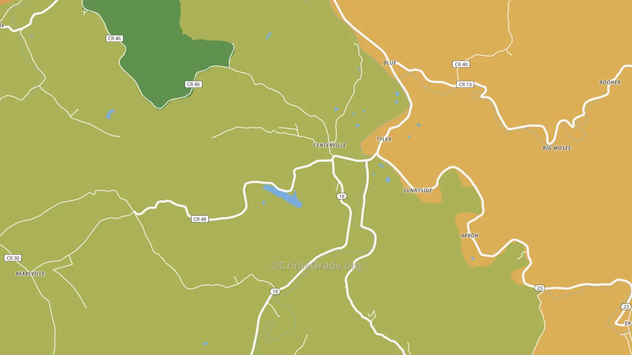 Tyler, WV Map of Burglary Rates