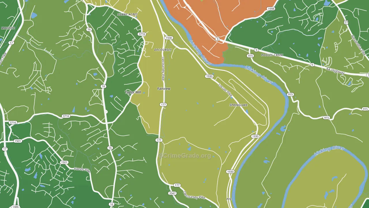 Tylor Mill, KY Map of Burglary Rates