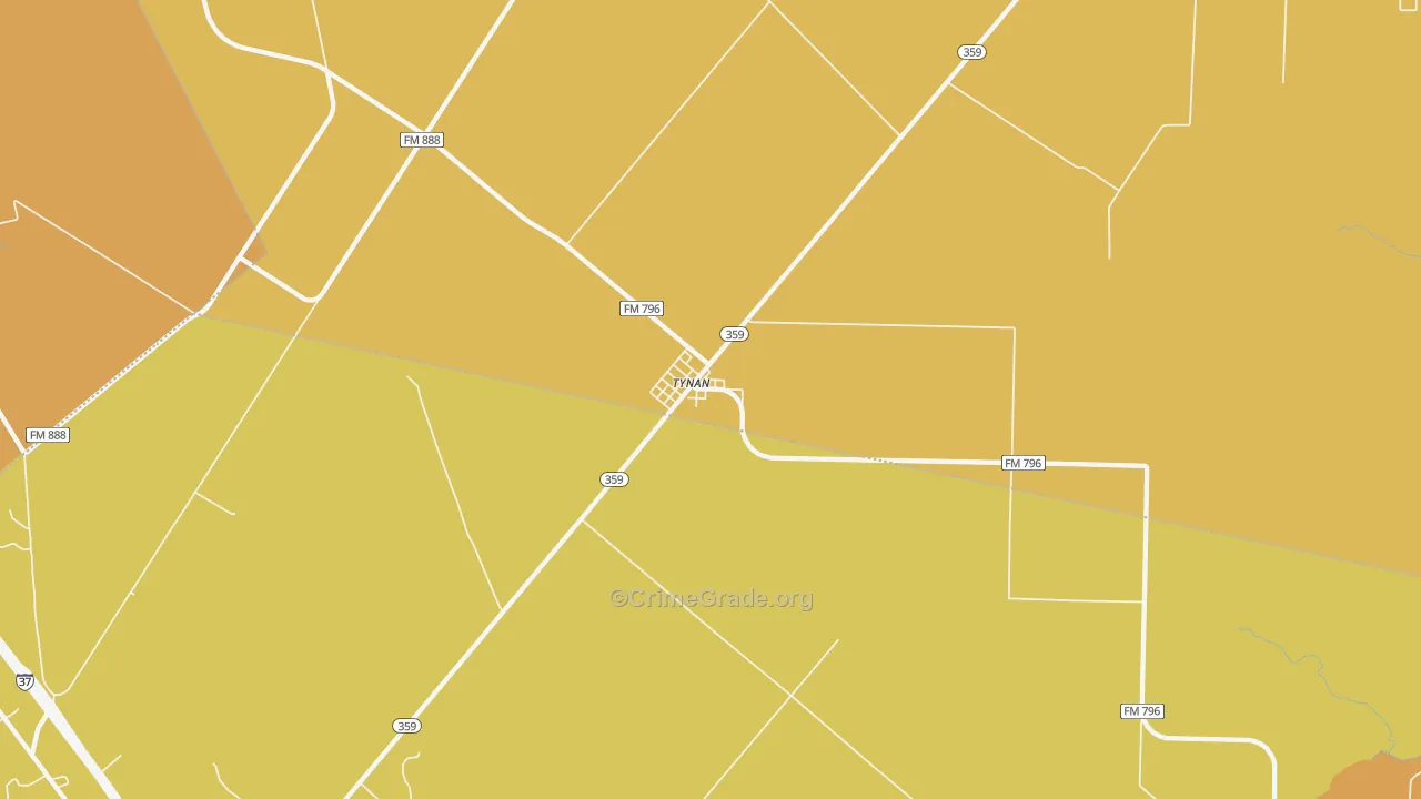 Tynan, TX Map of Burglary Rates