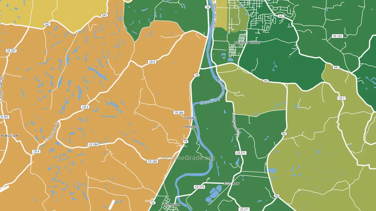 Tyndall, OH Map of Burglary Rates