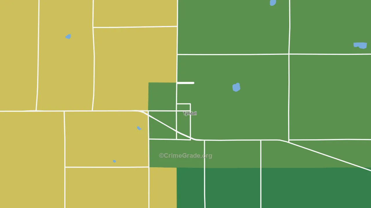 Tyndall, SD Map of Burglary Rates