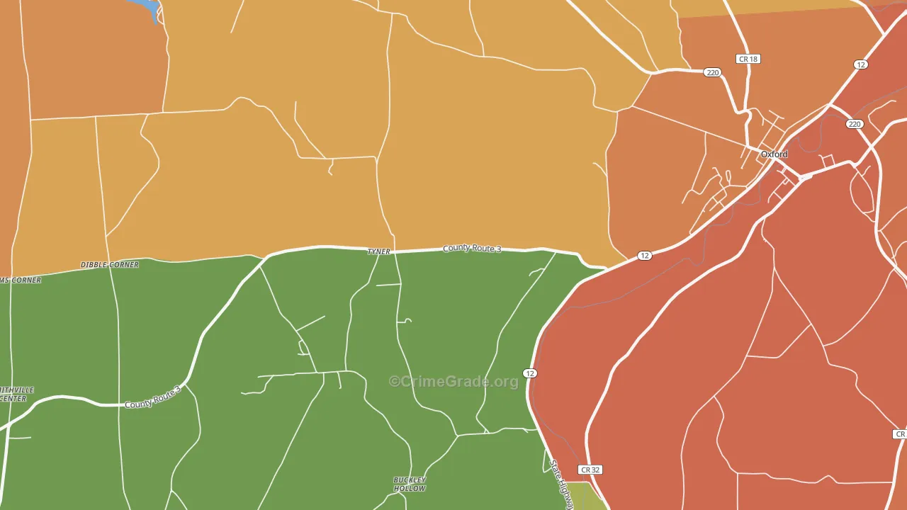 Tyner, NY Map of Burglary Rates