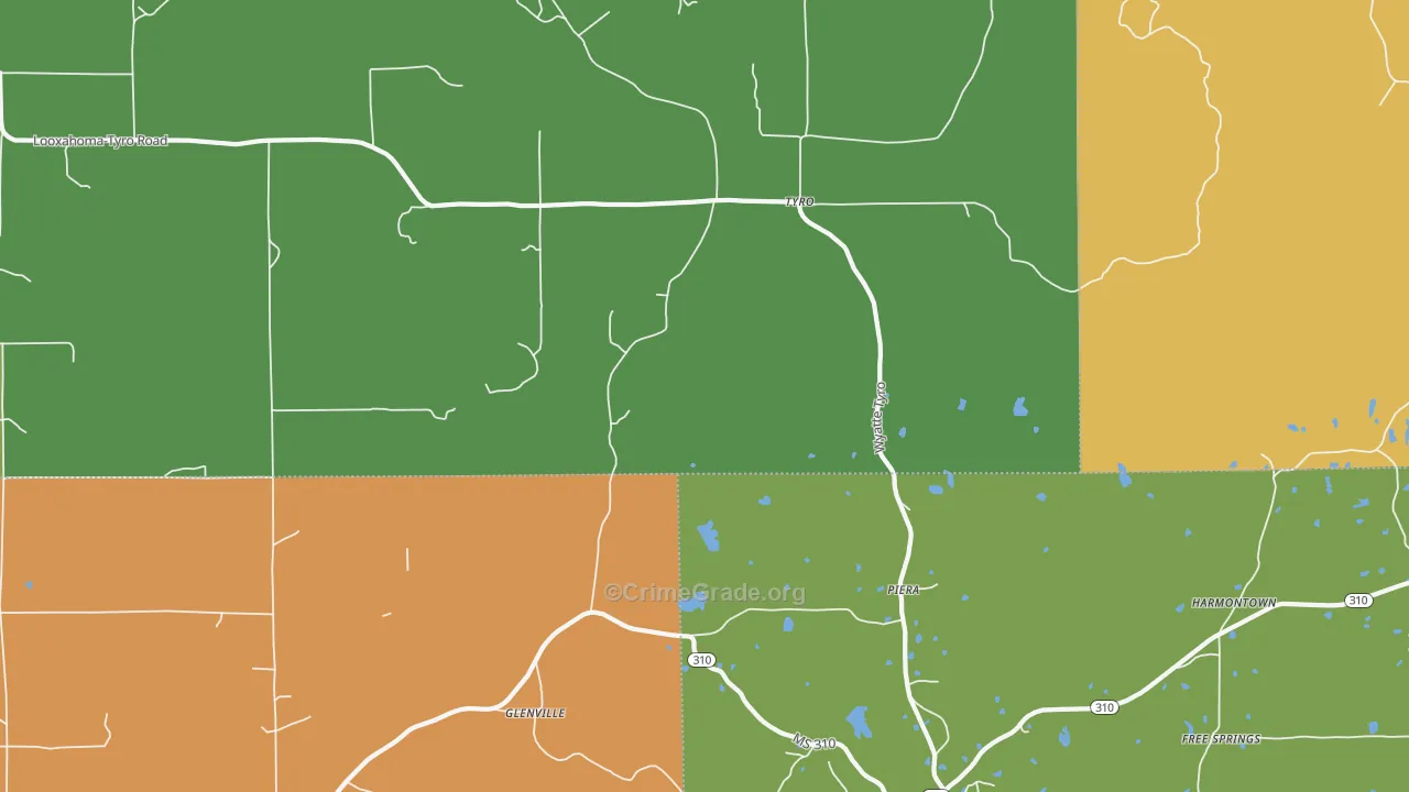 Tyro, MS Map of Burglary Rates