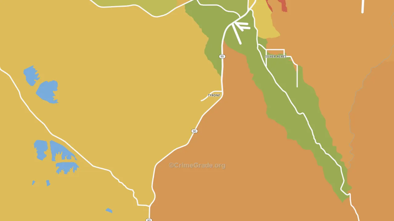 Tyrone, NM Map of Burglary Rates