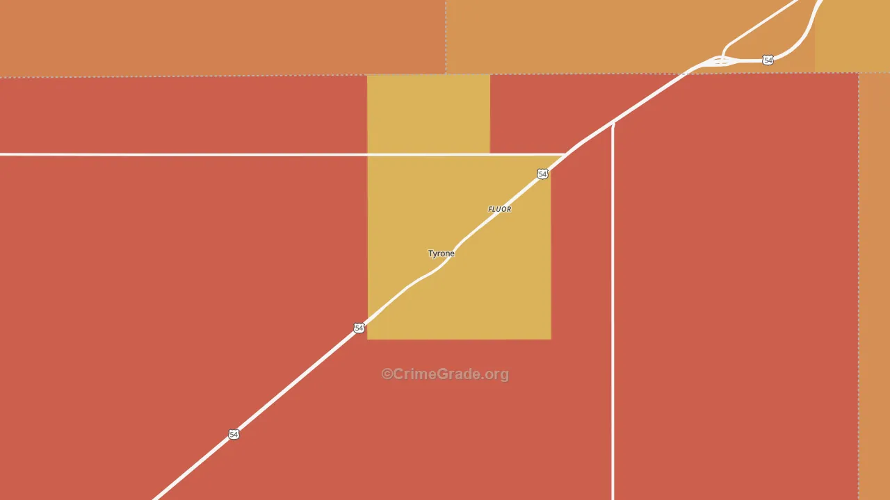 Tyrone, OK Map of Burglary Rates