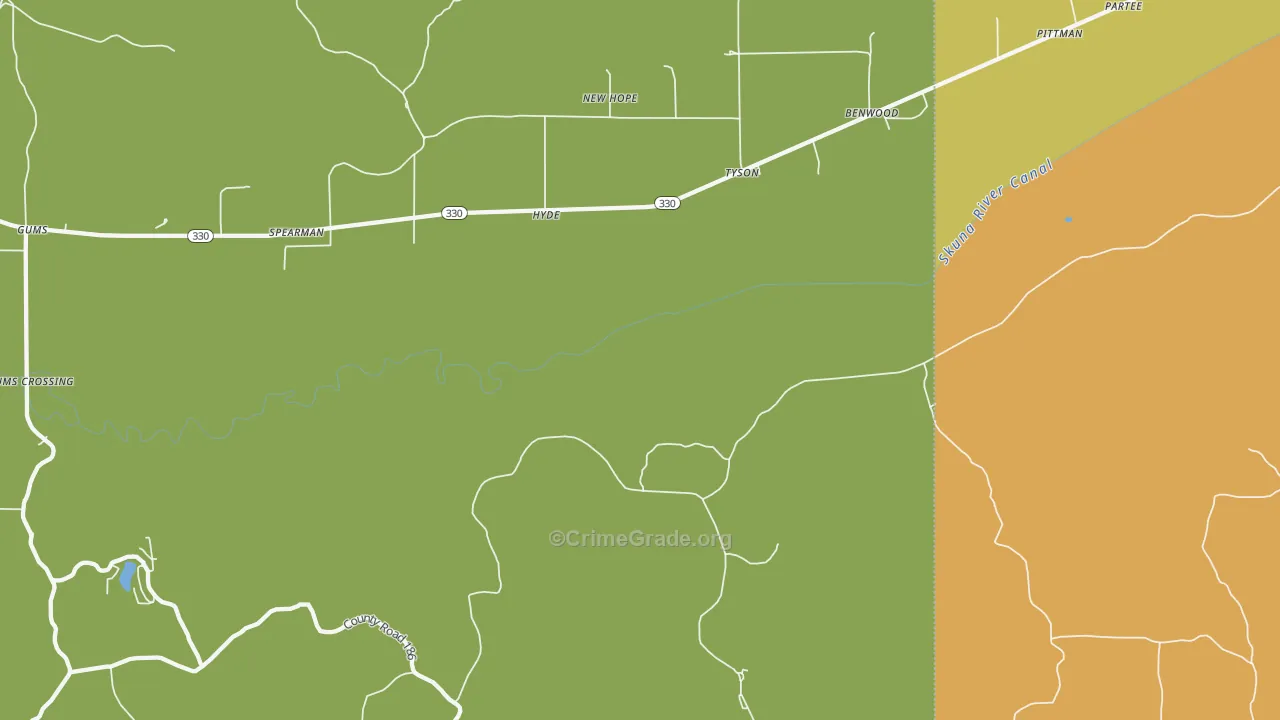 Tyson, MS Map of Burglary Rates
