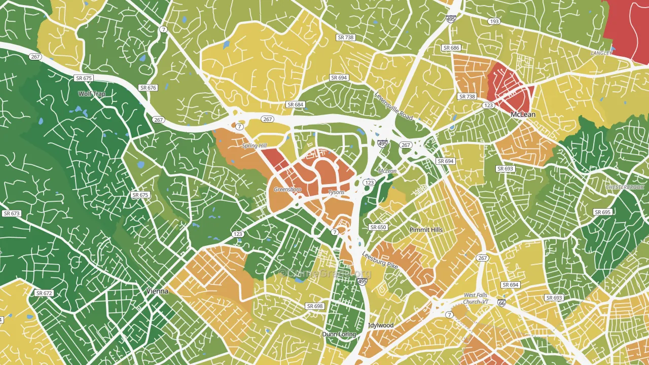 Tysons Corner, VA Map of Burglary Rates