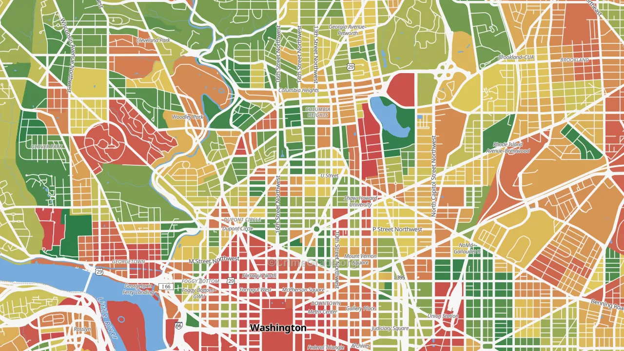 U Street Corridor, Washington, DC Map of Burglary Rates
