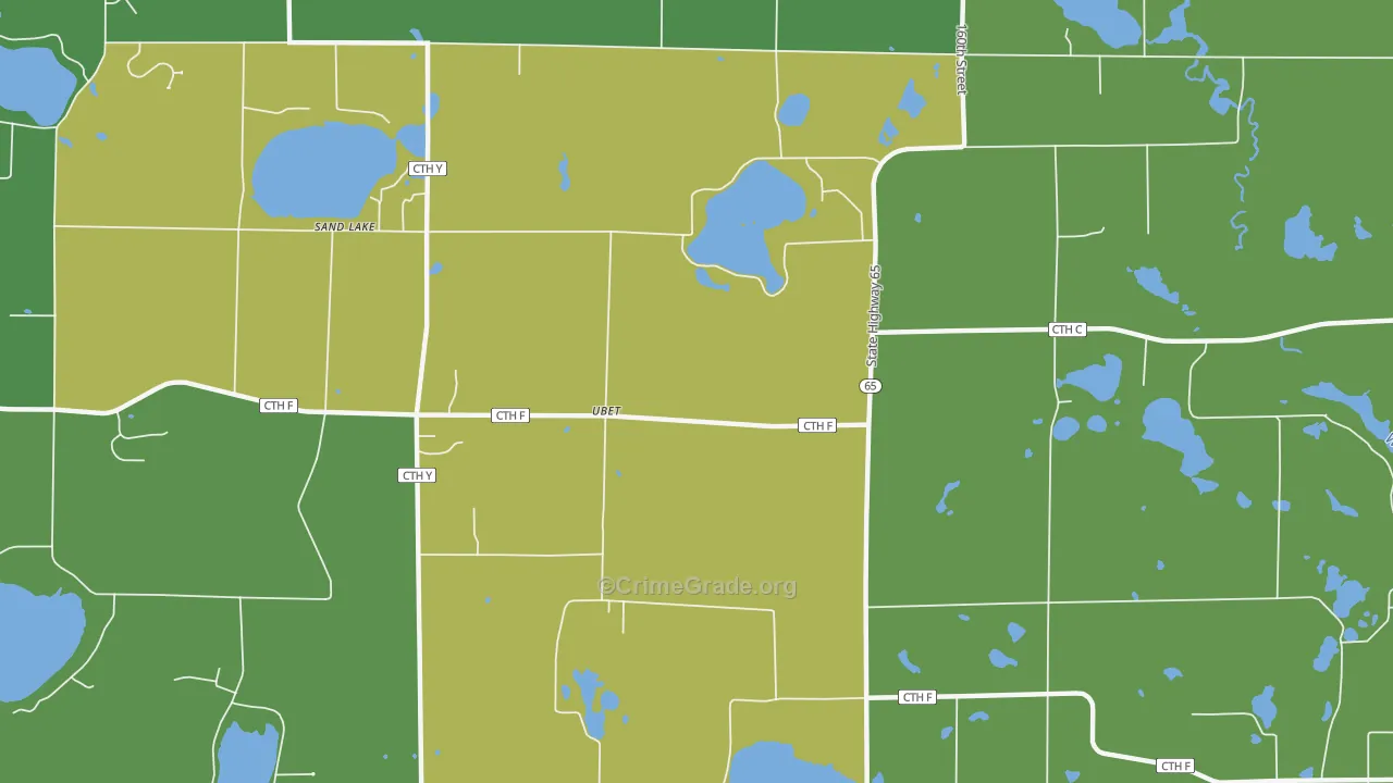 Ubet, WI Map of Burglary Rates