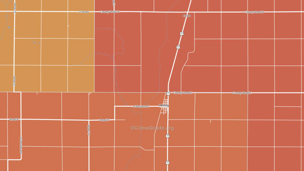 Uehling, NE Map of Burglary Rates