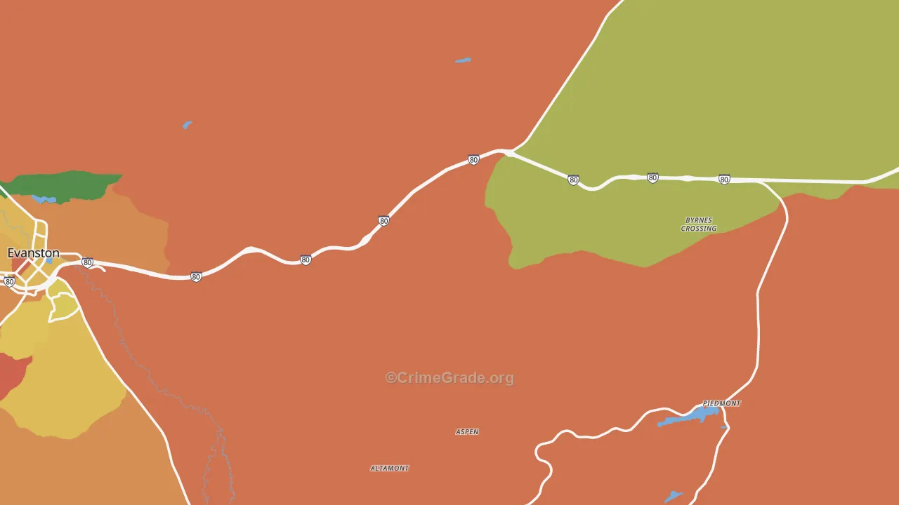 Uinta County, WY Map of Burglary Rates