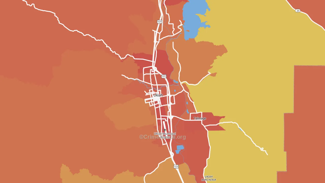 Ukiah, CA Map of Burglary Rates