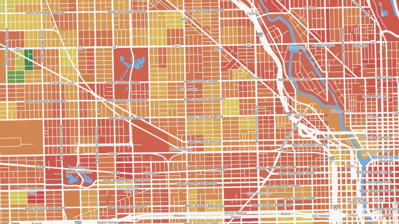 Ukrainian Village, Chicago, IL Map of Burglary Rates