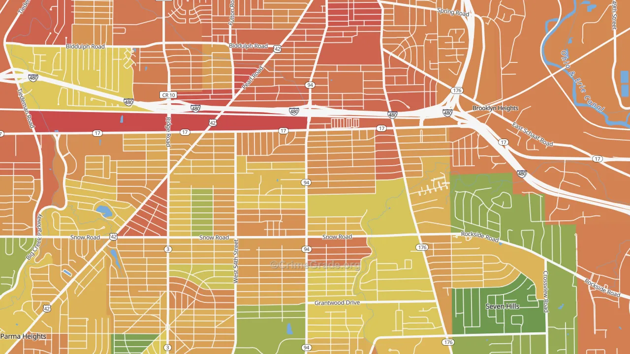 Ukrainian Village, Parma, OH Map of Burglary Rates