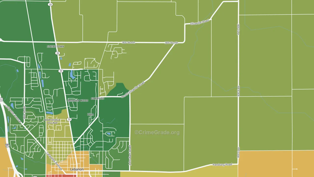 Ulen, IN Map of Burglary Rates