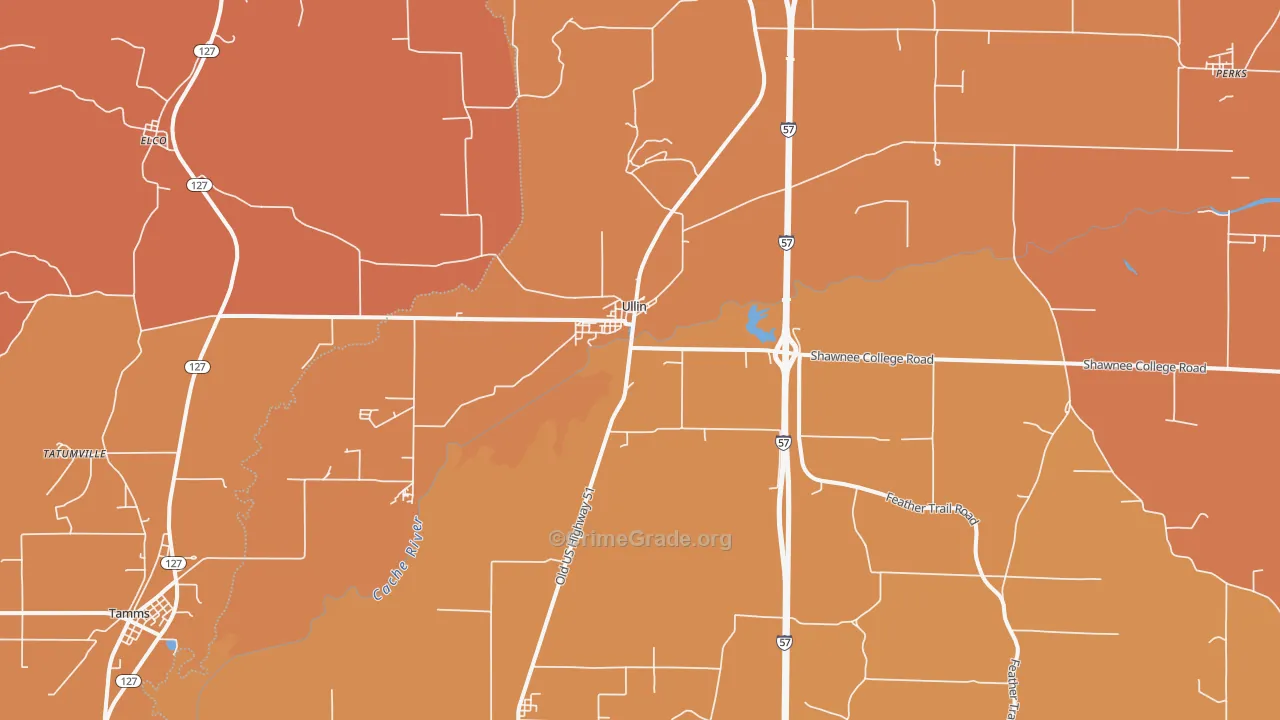 Ullin, IL Map of Burglary Rates