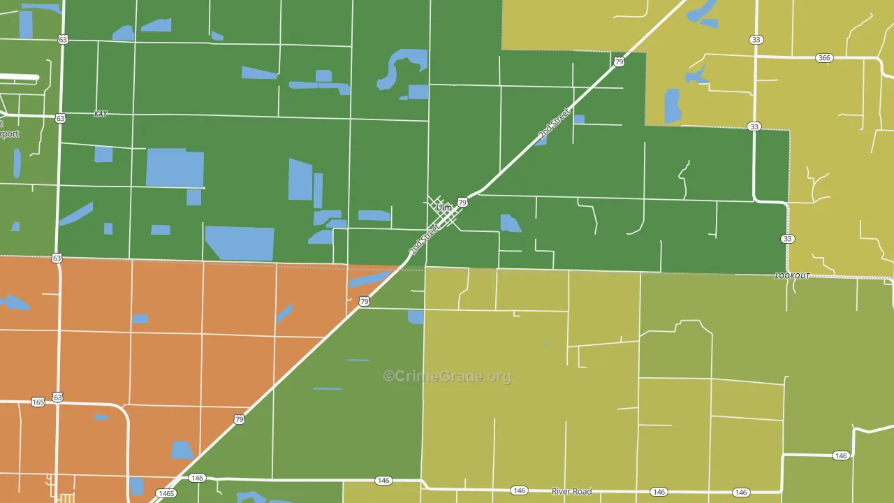 Ulm, AR Map of Burglary Rates