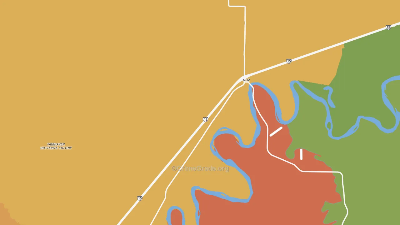 Ulm, MT Map of Burglary Rates