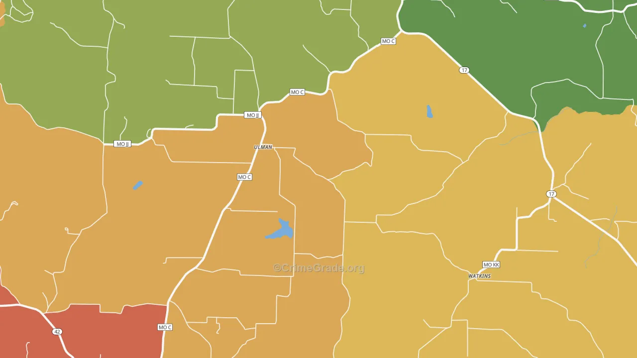 Ulman, MO Map of Burglary Rates