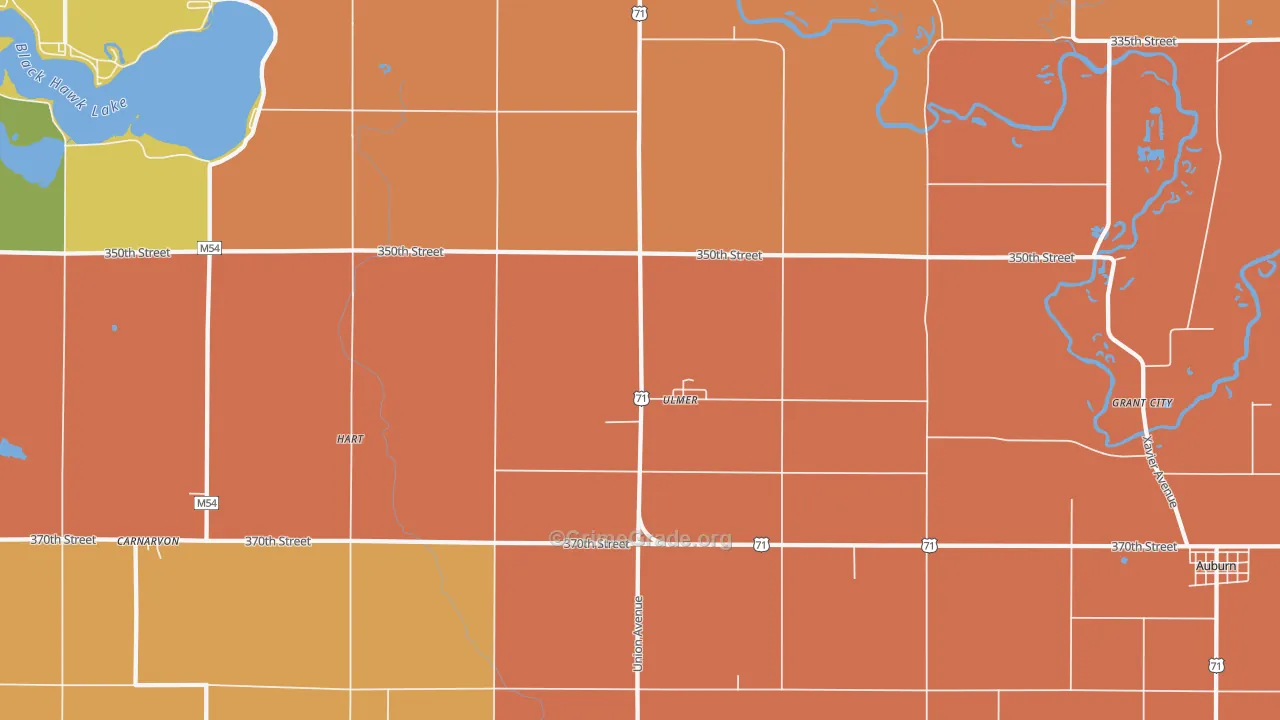 Ulmer, IA Map of Burglary Rates