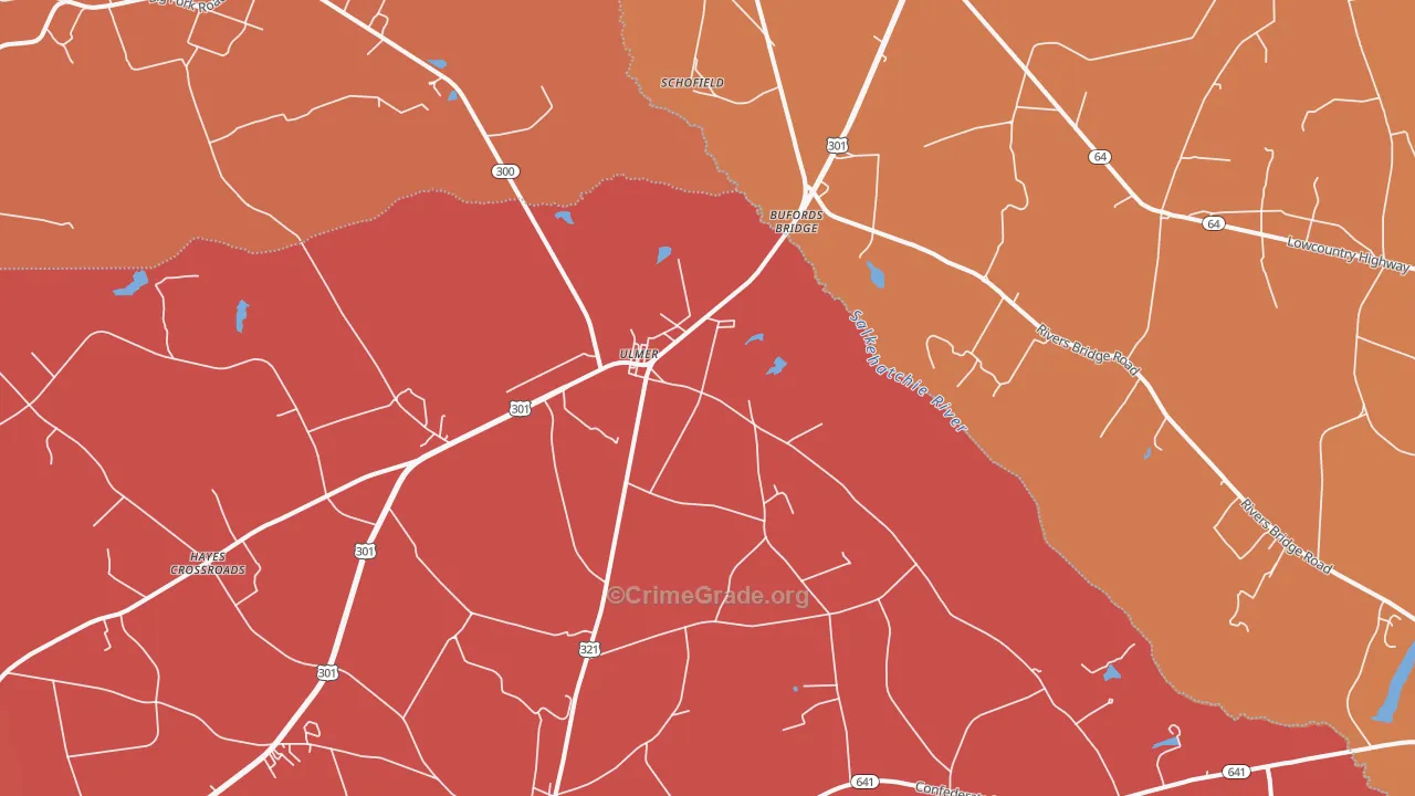 Ulmer, SC Map of Burglary Rates
