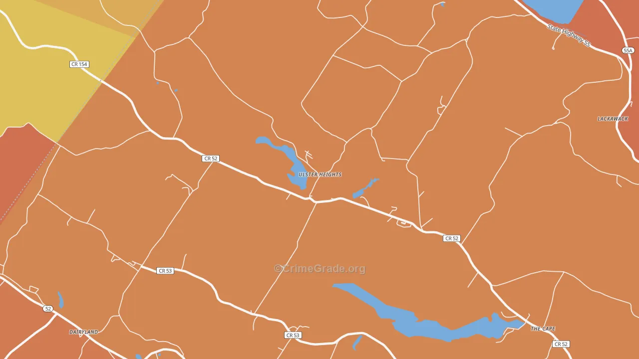 Ulster Heights, NY Map of Burglary Rates