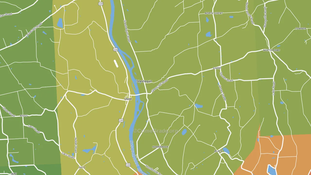 Ulster, PA Map of Burglary Rates