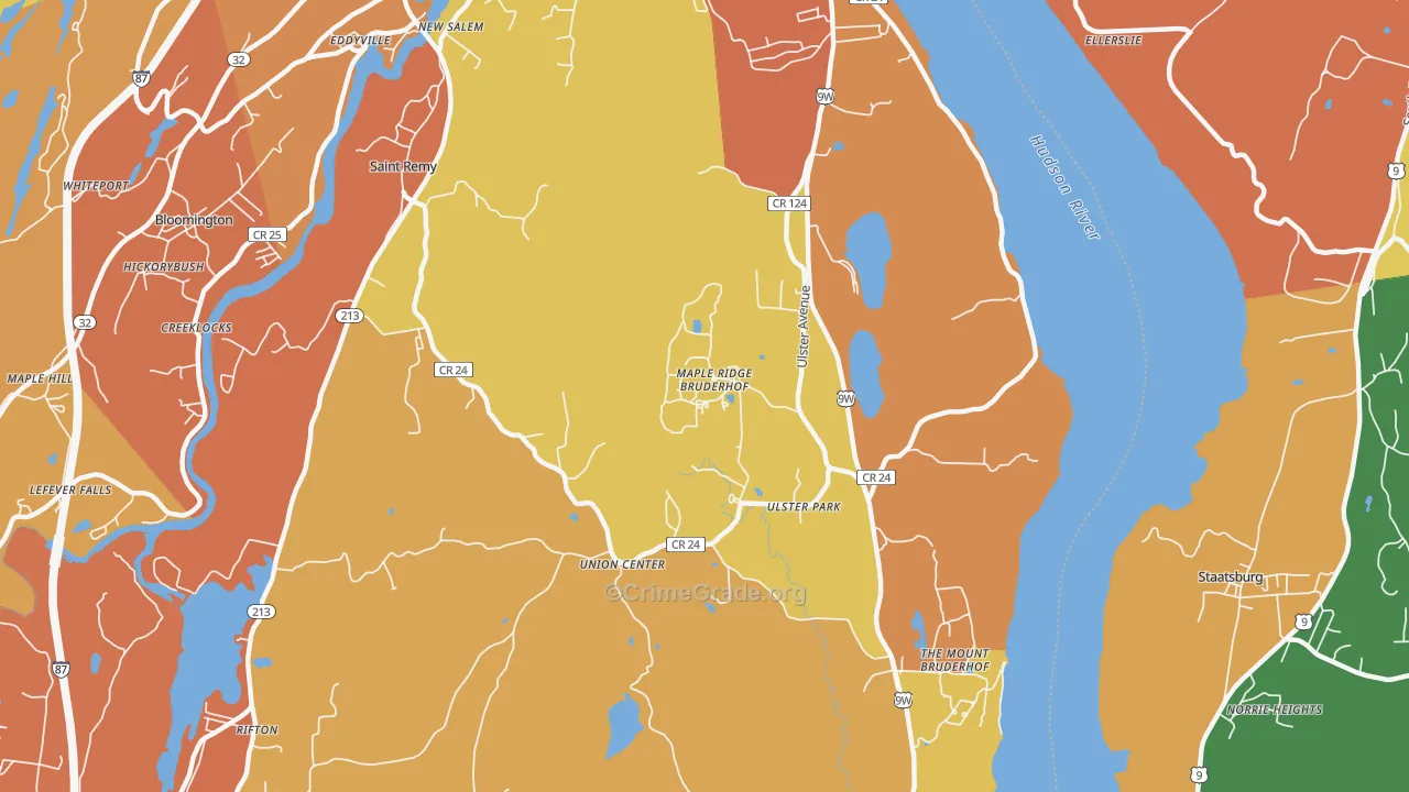 Ulster Park, NY Map of Burglary Rates