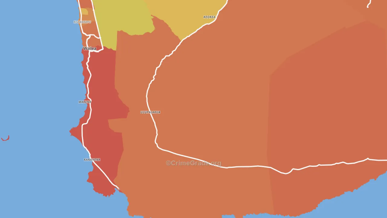 Ulupalakua, HI Map of Burglary Rates
