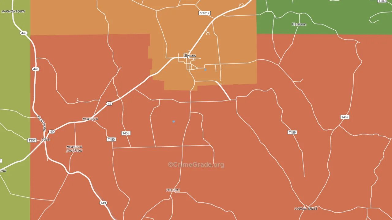 Ulysses, PA Map of Burglary Rates