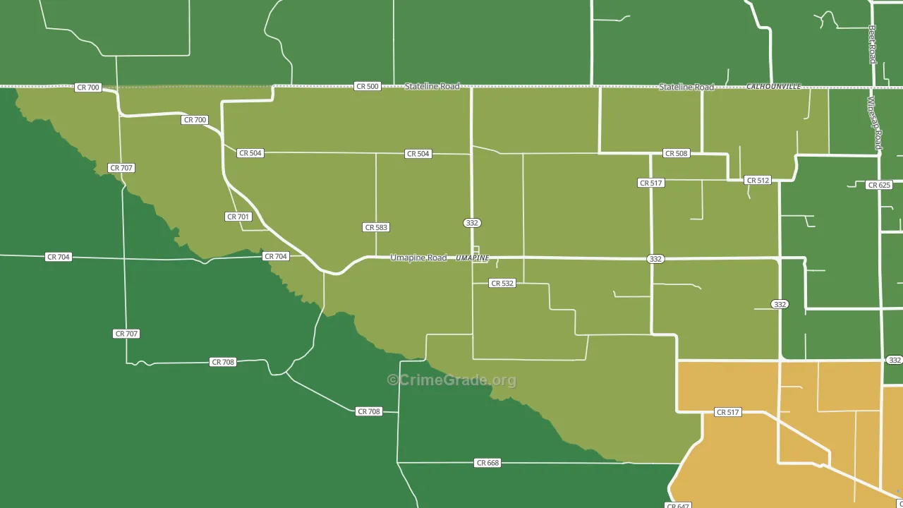 Umapine, OR Map of Burglary Rates