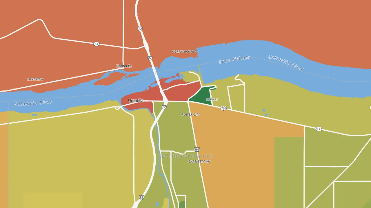 Umatilla, OR Map of Burglary Rates