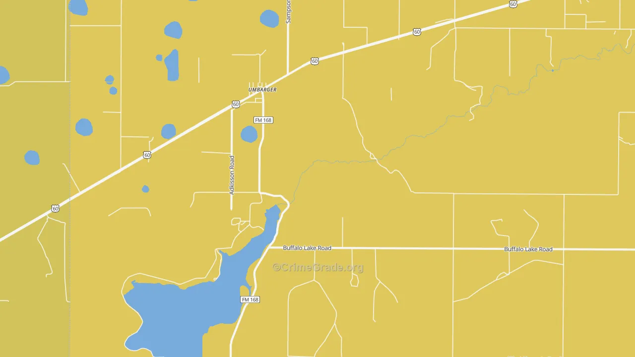 Umbarger, TX Map of Burglary Rates