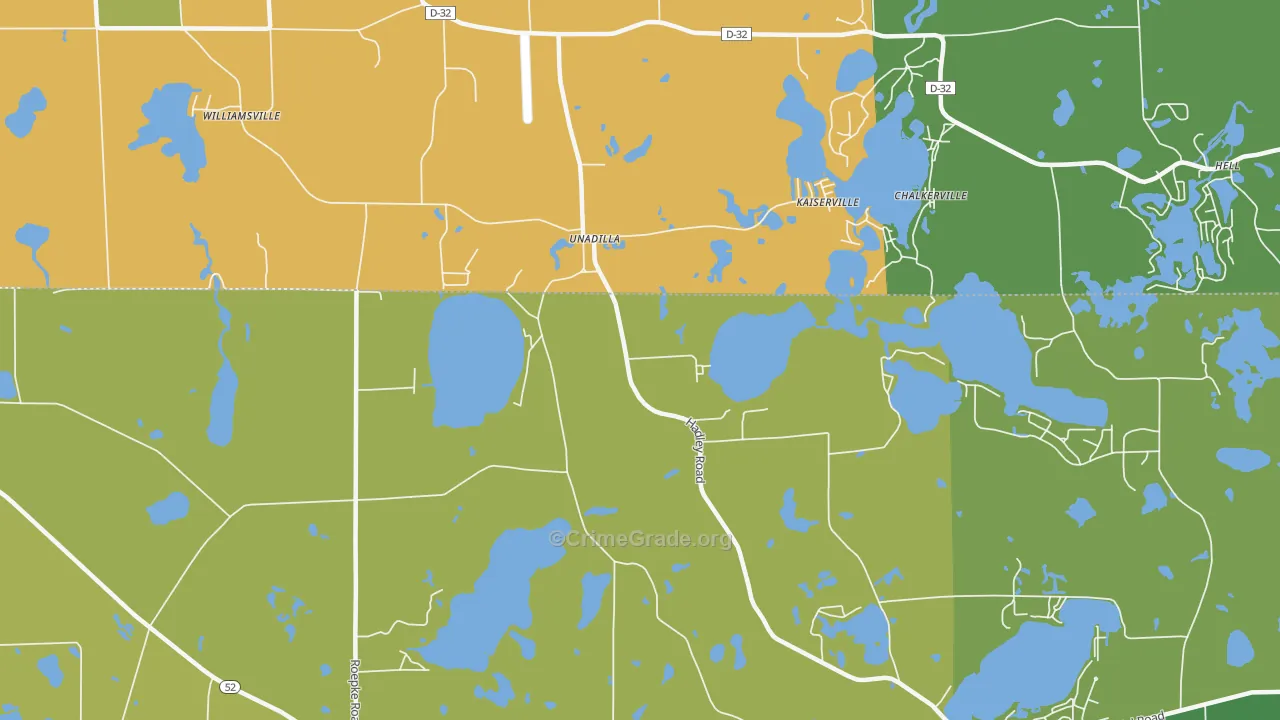 Unadilla, MI Map of Burglary Rates