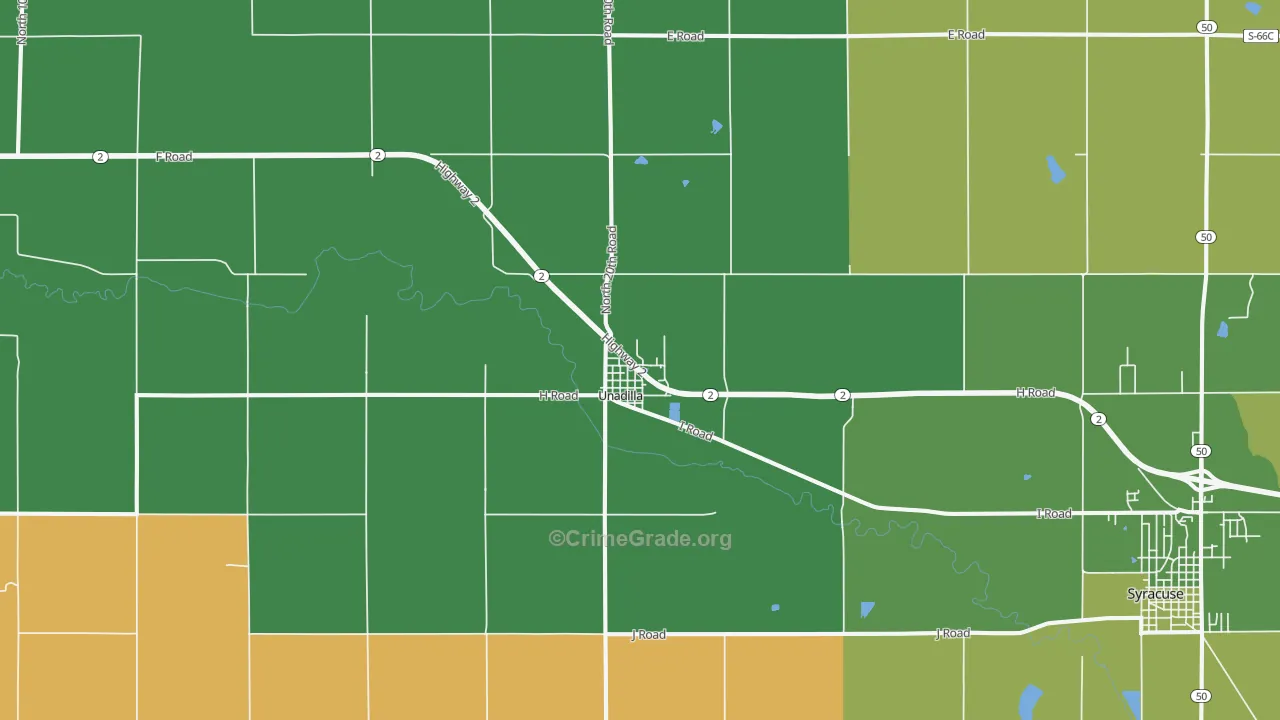 Unadilla, NE Map of Burglary Rates