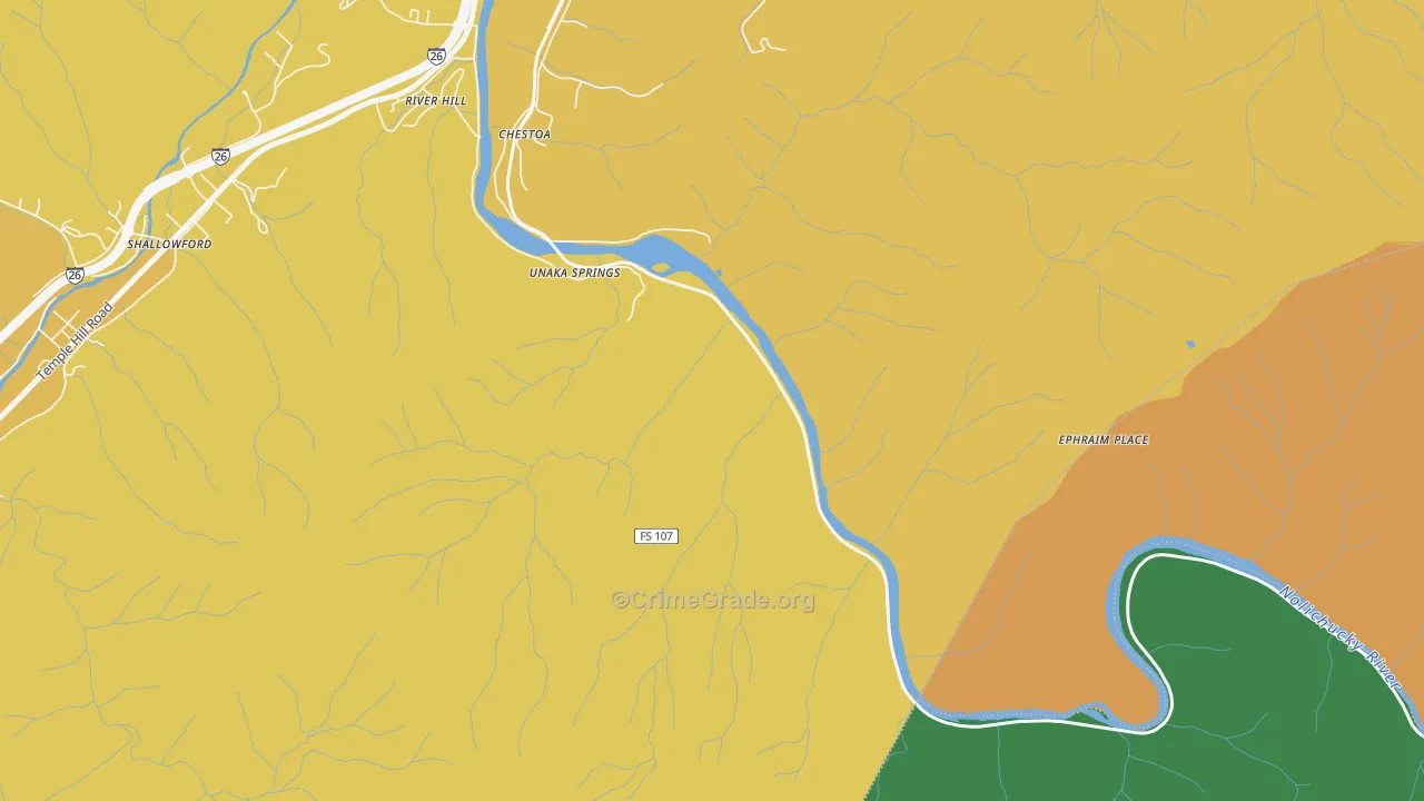 Unaka Springs, TN Map of Burglary Rates
