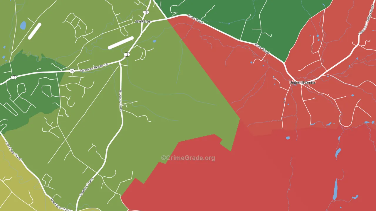 Underhill Center, VT Map of Burglary Rates