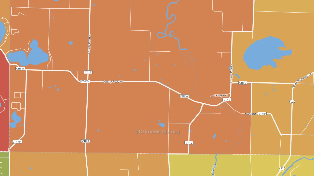 Underhill, WI Map of Burglary Rates