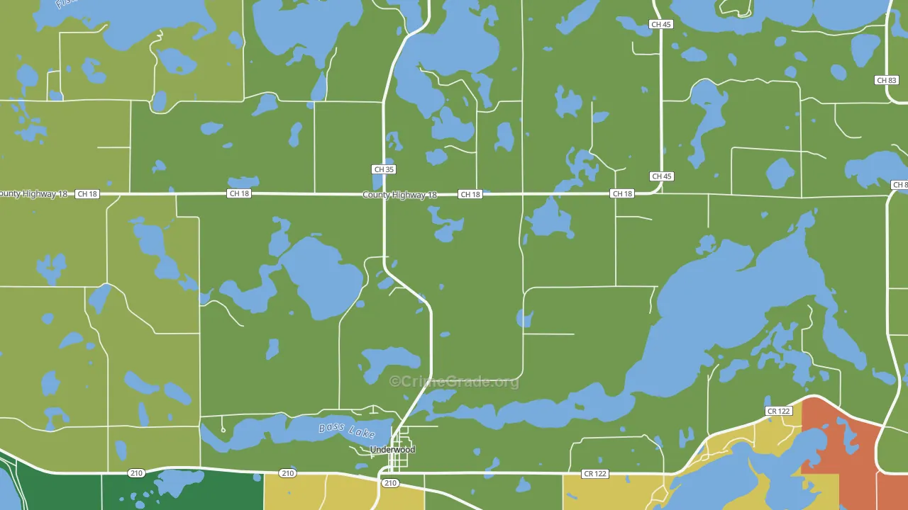 Underwood, MN Map of Burglary Rates