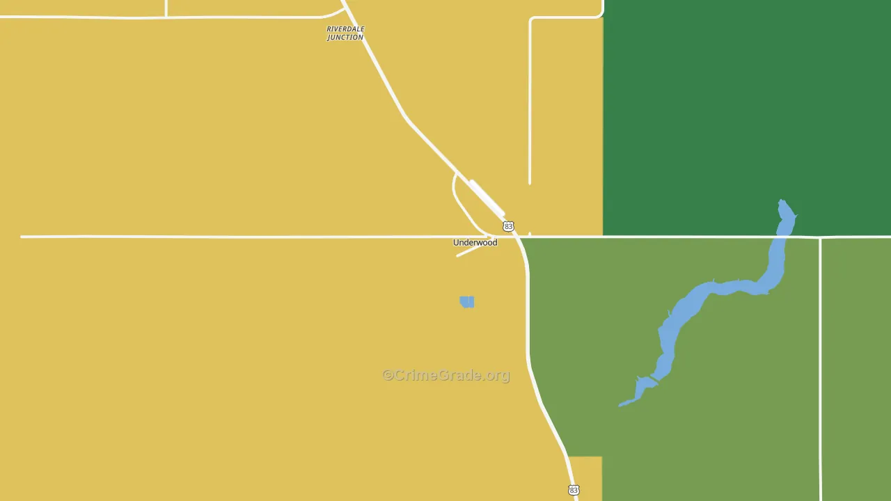 Underwood, ND Map of Burglary Rates