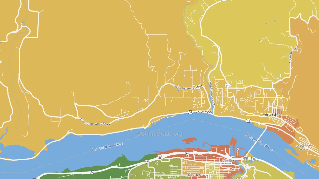 Underwood, WA Map of Burglary Rates