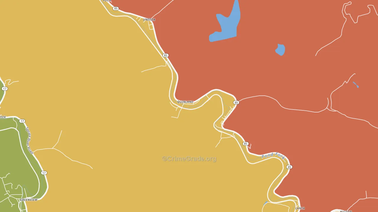 Uneeda, WV Map of Burglary Rates