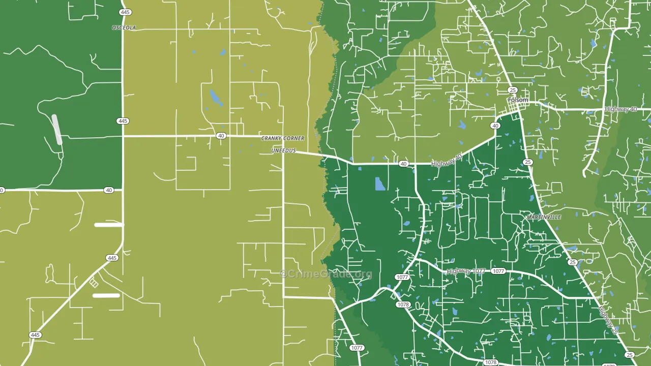 Uneedus, LA Map of Burglary Rates