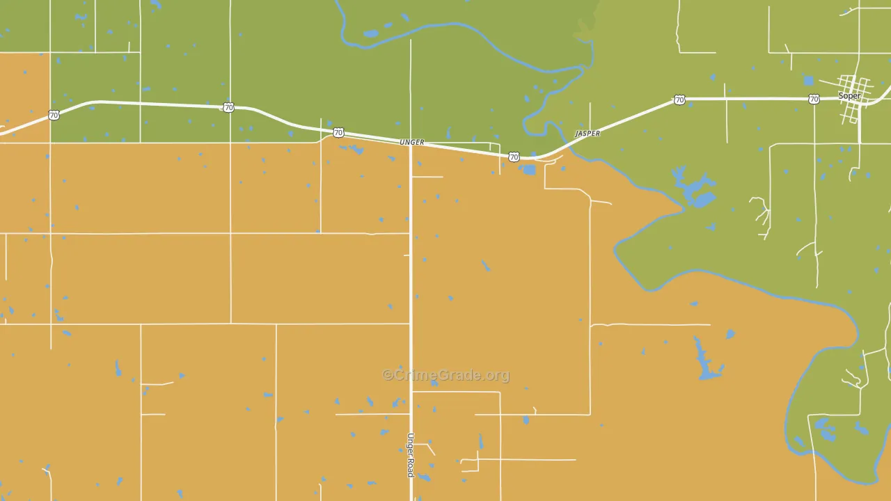 Unger, OK Map of Burglary Rates