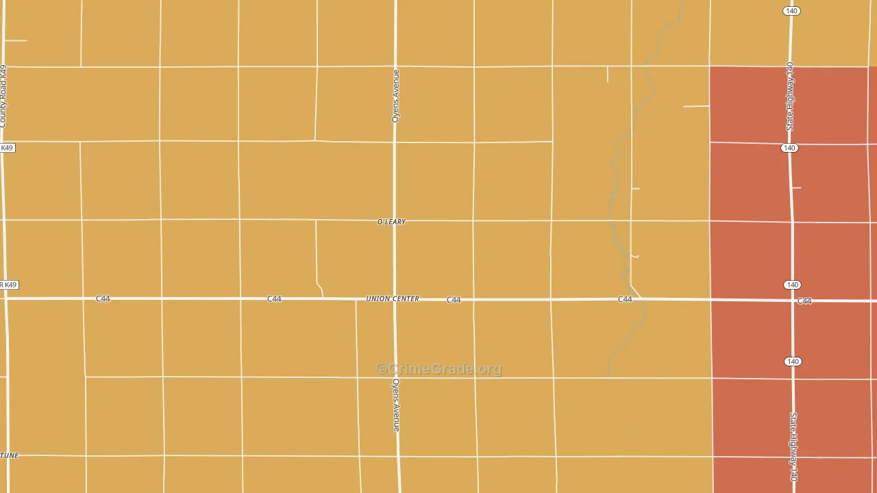 Union Center, IA Map of Burglary Rates