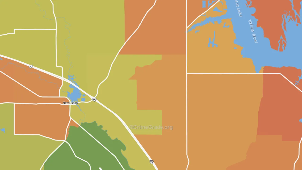 Union Center, WI Map of Burglary Rates