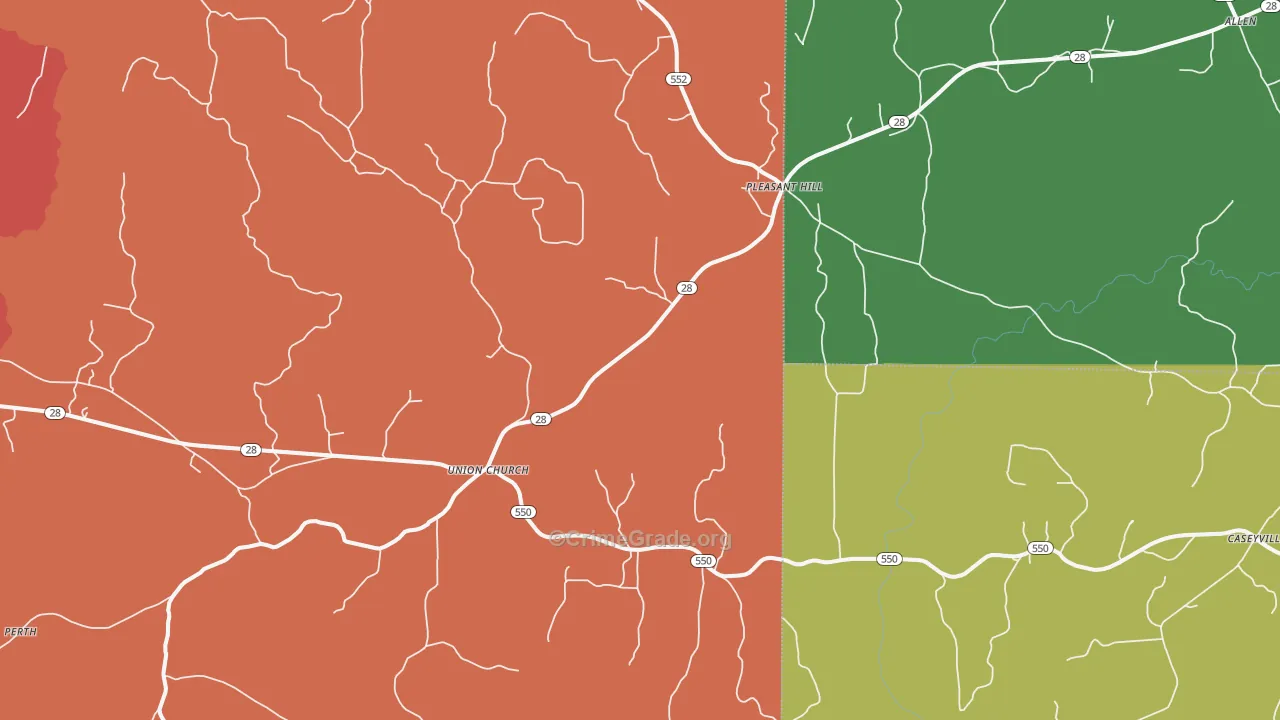 Union Church, MS Map of Burglary Rates