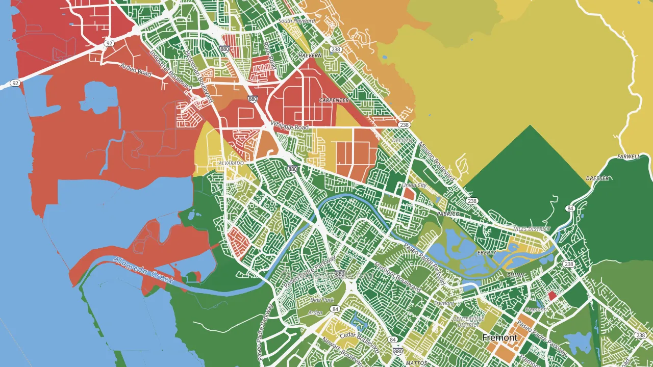 Union City, CA Map of Burglary Rates