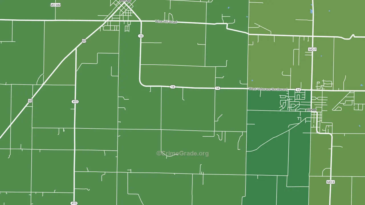 Union City, MO Map of Burglary Rates
