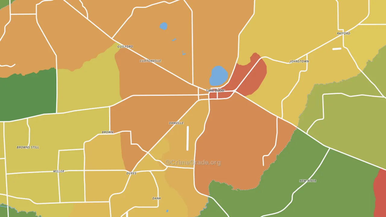 Union County, FL Map of Burglary Rates